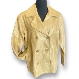 Vintage SANTA FE Gold Leather Blazer Double Breast BALLETCORE Yellow Gold,